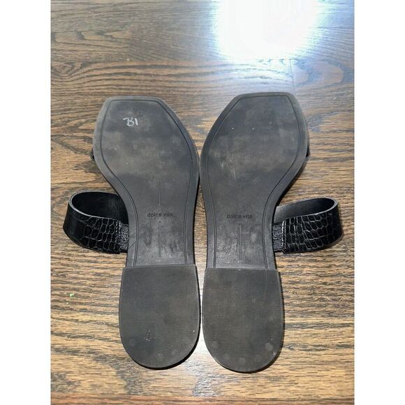 Dolce Vita Isaac Womens Black Croc Embossed Open Toe Slide Sandal Slip On‎ Sz 8 - Picture 7 of 8